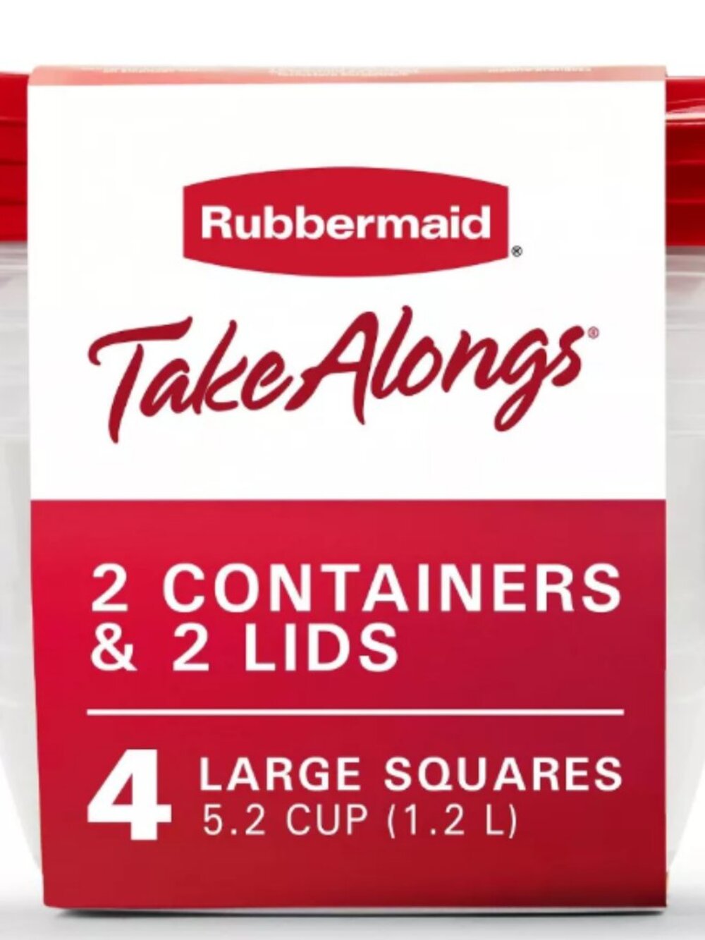 Rubbermaid 4pk 5.2c TakeAlongs Deep Square Food Storage Containers Ruby Red